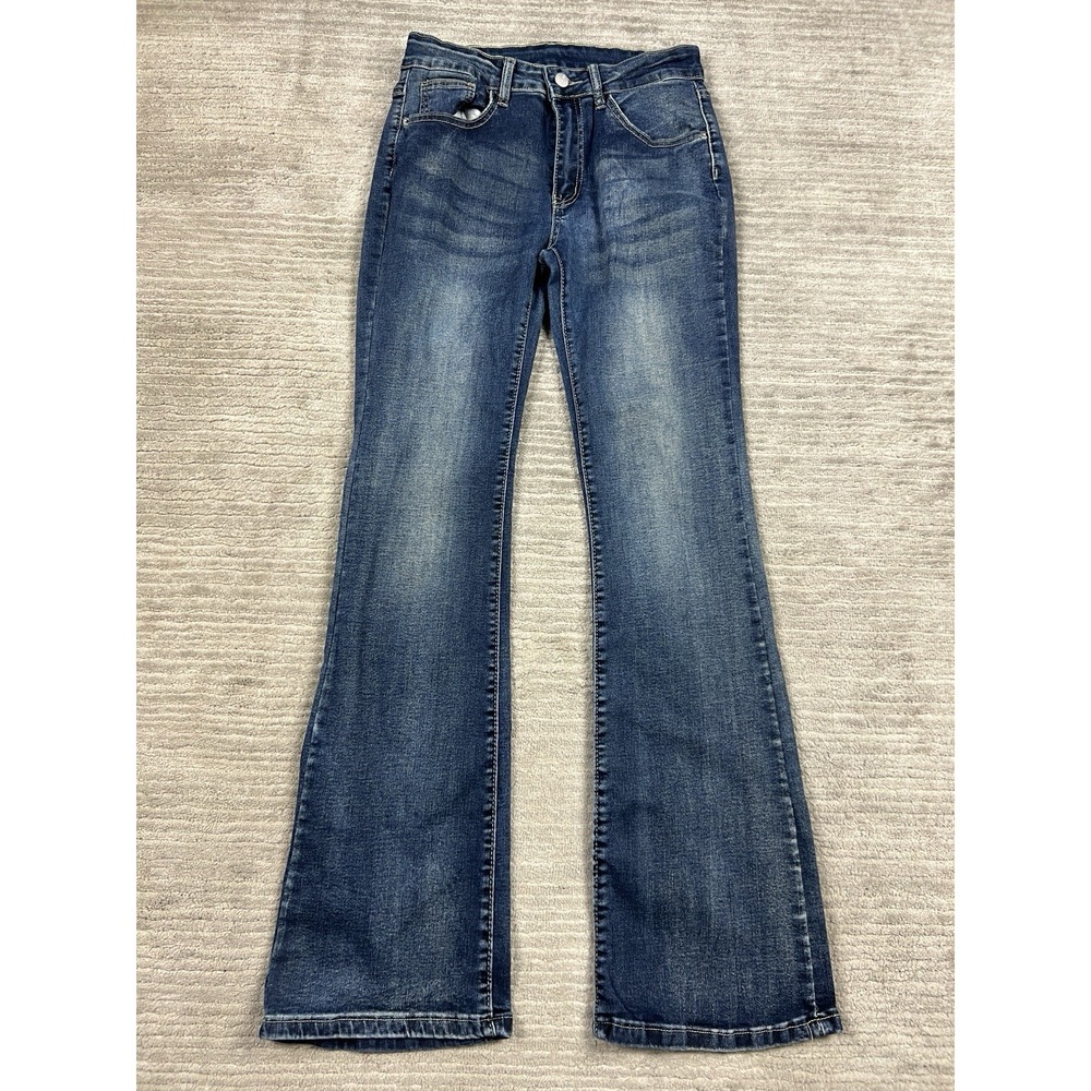 Shein Jeans Womens Medium Blue Dark Wash Denim Bootcut Flare Leg Pants